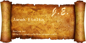 Janek Etelka névjegykártya